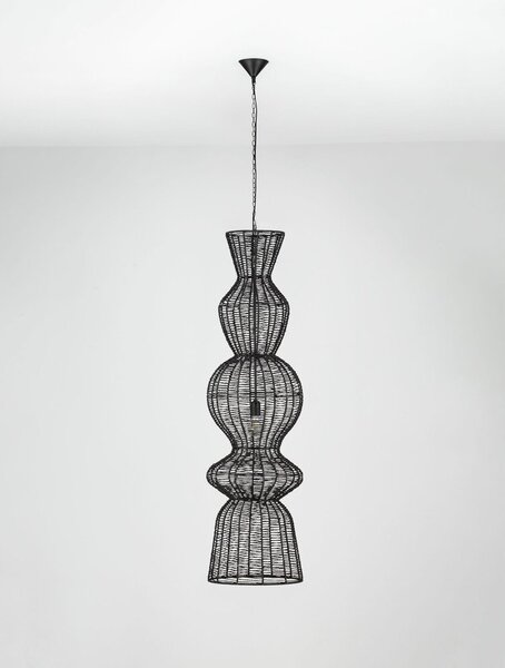 Матово черно въжено висящо осветително тяло ø 38 cm Breena – Nova Luce