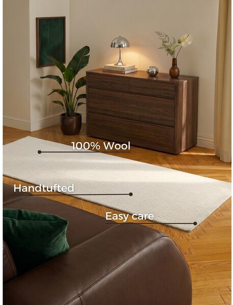Кремава вълнена пътека 80x250 cm Eloise – Hanse Home