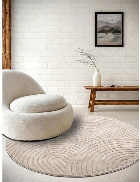 Бежов кръгъл килим ø 160 cm Panglao New York Taupe – Elle Decoration