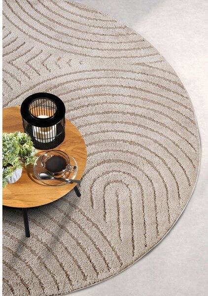 Бежов кръгъл килим ø 160 cm Panglao New York Taupe – Elle Decoration