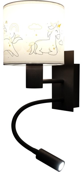 Brilagi - LED Flex. лампа BOBO 1xE27/25W/230V + LED/3W черна/бяла/с еднорози