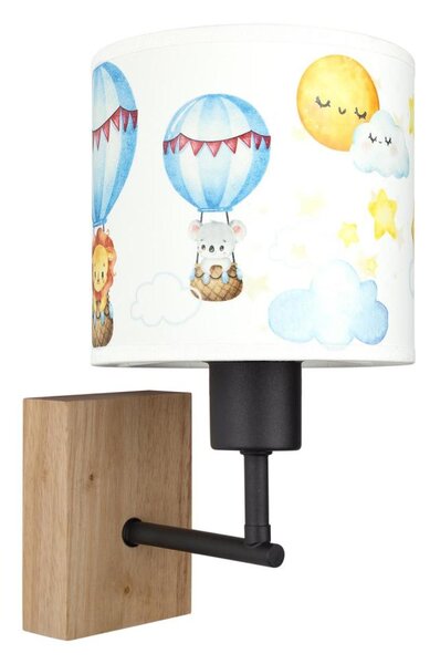 Brilagi - Настенна лампа BOBO WOOD 1xE27/25W/230V дъб/черен/бял/животни