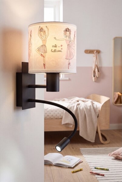 Brilagi - LED гъвкава лампа BOBO 1xE27/25W/230V + LED/3W черна/бяла/розова/балеринки