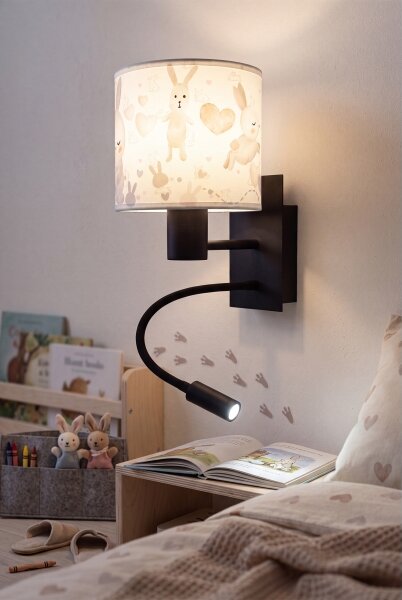 Brilagi - LED гъвкава лампа BOBO 1xE27/25W/230V + LED/3W черна/бяла/със зайченца