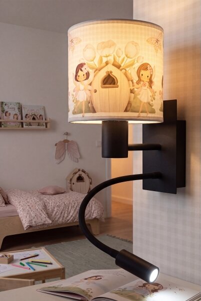 Brilagi - гъвкава LED лампа BOBO 1xE27/25W/230V + LED/3W черна/бяла/розова/феи