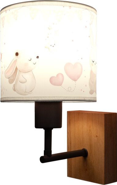 Brilagi - Настенна лампа BOBO WOOD 1xE27/25W/230V дъб/черен/кремав/зайчета