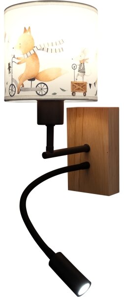 Brilagi - гъвкава LED лампа BOBO WOOD 1xE27/25W/230V + LED/3W дъб/черен/бял/животински
