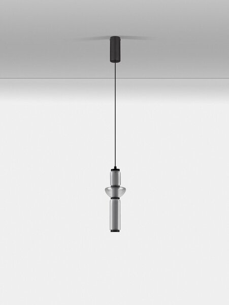 Сиво стъклено LED затъмняващо се висящо осветително тяло ø 12 cm Ulon – Nova Luce