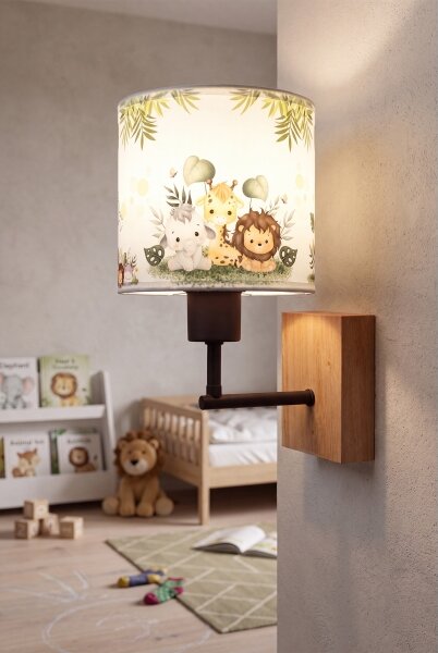 Brilagi - Настенна лампа BOBO WOOD 1xE27/25W/230V дъб/черен/бял/зелен/джунгла