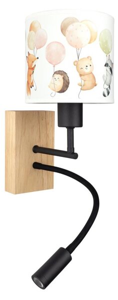 Brilagi - LED Flex. лампа BOBO WOOD 1xE27/25W/230V + LED/3W дъб/черен/бял/с животински десен