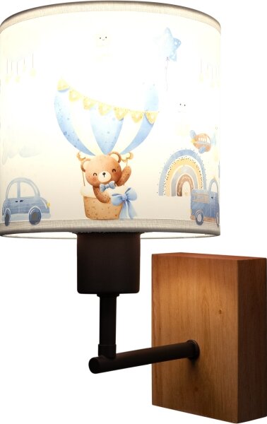 Brilagi - Настенна лампа BOBO WOOD 1xE27/25W/230V дъб/черен/бял/син/меченца