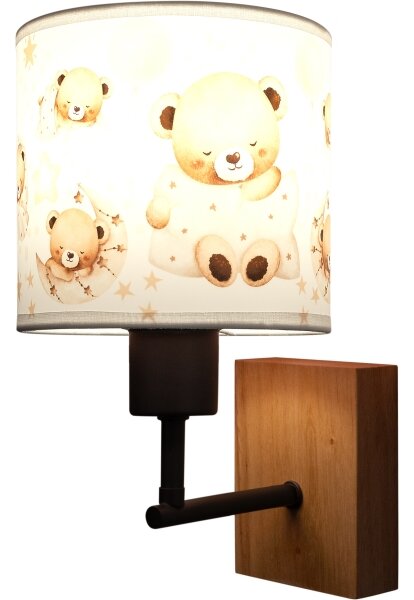 Brilagi - Стенна лампа BOBO WOOD 1xE27/25W/230V дъб/черна/бяла/меченца