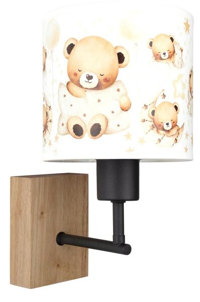 Brilagi - Стенна лампа BOBO WOOD 1xE27/25W/230V дъб/черна/бяла/меченца