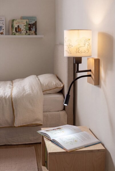 Brilagi - LED Flex. лампа BOBO WOOD 1xE27/25W/230V + LED/3W дъб/черен/бял/единичен