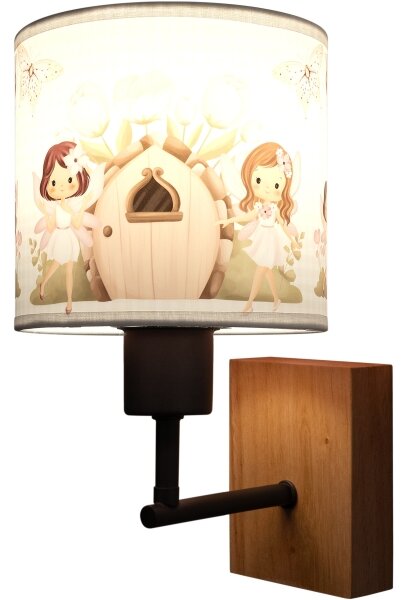 Brilagi - Настенна лампа BOBO WOOD 1xE27/25W/230V дъб/черна/бяла/розова/феи
