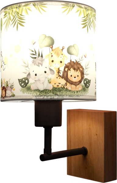 Brilagi - Настенна лампа BOBO WOOD 1xE27/25W/230V дъб/черен/бял/зелен/джунгла