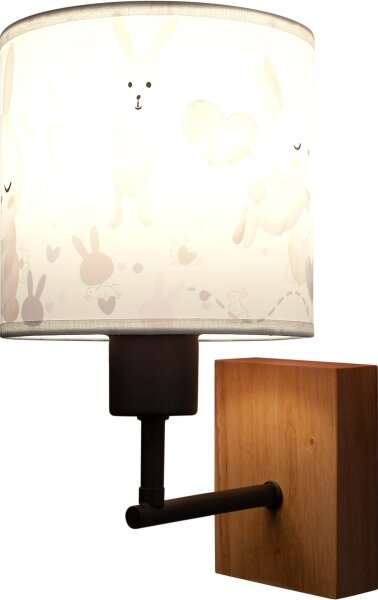 Brilagi - Настенна лампа BOBO WOOD 1xE27/25W/230V дъб/черна/бяла/зайчета