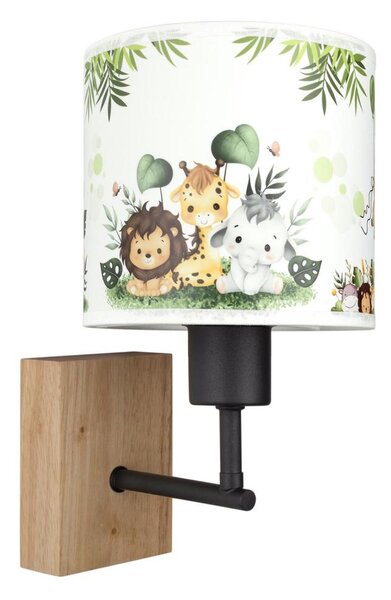 Brilagi - Настенна лампа BOBO WOOD 1xE27/25W/230V дъб/черен/бял/зелен/джунгла