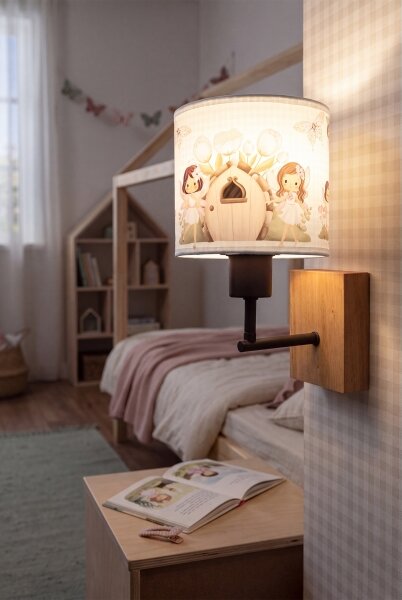 Brilagi - Настенна лампа BOBO WOOD 1xE27/25W/230V дъб/черна/бяла/розова/феи