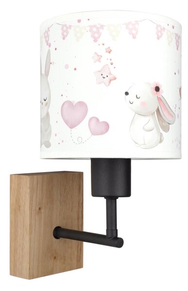Brilagi - Настенна лампа BOBO WOOD 1xE27/25W/230V дъб/черен/кремав/зайчета