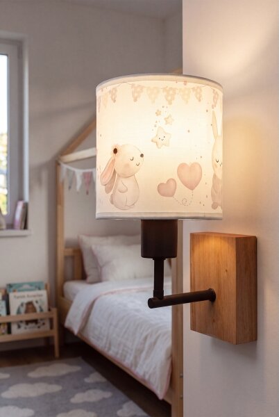 Brilagi - Настенна лампа BOBO WOOD 1xE27/25W/230V дъб/черен/кремав/зайчета