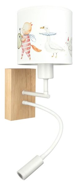 Brilagi - LED Flex. лампа BOBO WOOD 1xE27/25W/230V + LED/3W, дъб/бяла, с мотив животни