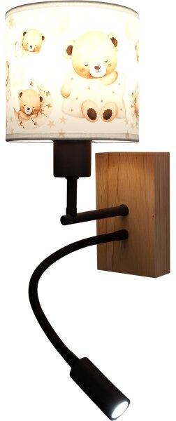 Brilagi - LED Flex. лампа BOBO WOOD 1xE27/25W/230V + LED/3W дъб/черен/бял/меден