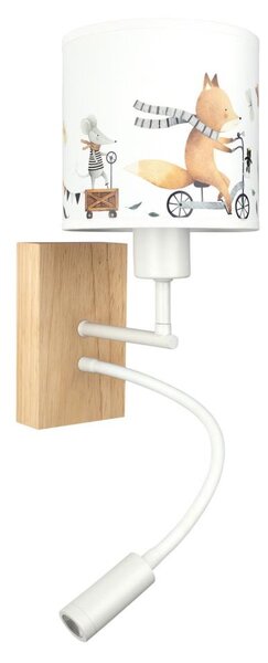 Brilagi - LED Flex. лампа BOBO WOOD 1xE27/25W/230V + LED/3W дъб/бяла/с мотиви на животни