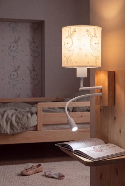 Brilagi - LED Flex. лампа BOBO WOOD 1xE27/25W/230V + LED/3W дъб/бяла/зайчета