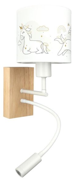Brilagi - LED Flex. лампа BOBO WOOD 1xE27/25W/230V + LED/3W дъб/бяла/еднорози