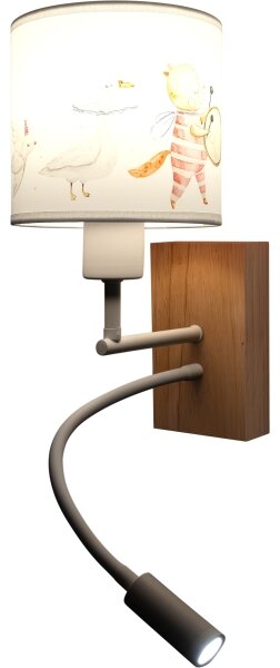 Brilagi - LED Flex. лампа BOBO WOOD 1xE27/25W/230V + LED/3W, дъб/бяла, с мотив животни