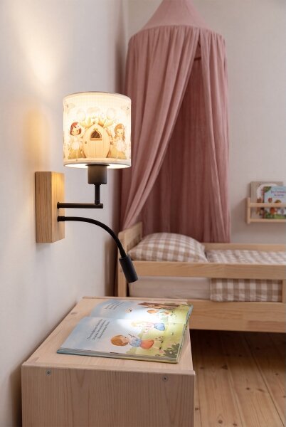 Brilagi- LED Flex. лампа BOBO WOOD 1xE27/25W/230V + LED/3W дъб/черен/бял/розов/феи