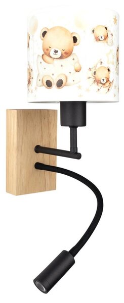 Brilagi - LED Flex. лампа BOBO WOOD 1xE27/25W/230V + LED/3W дъб/черен/бял/меден