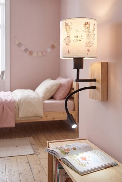 Brilagi- LED гъвкава лампа BOBO WOOD 1xE27/25W/230V + LED/3W дъб/черен/бял/розов/опак