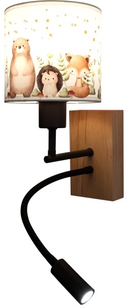 Brilagi - LED Flex. лампа BOBO WOOD 1xE27/25W/230V + LED/3W дъб/черен/бял/с животински принт