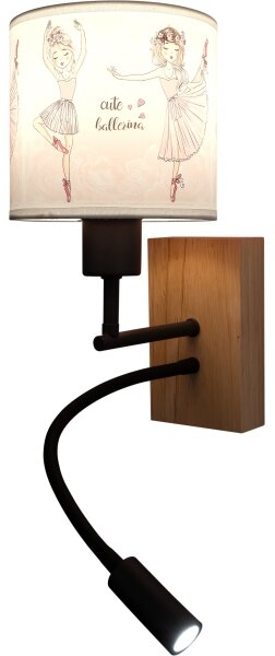 Brilagi- LED гъвкава лампа BOBO WOOD 1xE27/25W/230V + LED/3W дъб/черен/бял/розов/опак