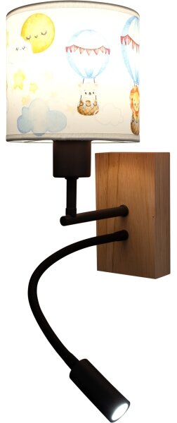 Brilagi - LED гъвкава лампа BOBO WOOD 1xE27/25W/230V + LED/3W дъб/черен/бял/животински мотив