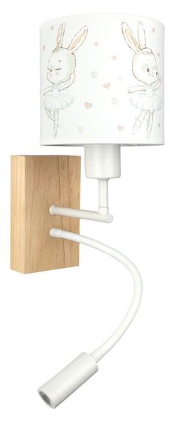 Brilagi - LED Flex. лампа BOBO WOOD 1xE27/25W/230V + LED/3W дъб/бяла/зайчета