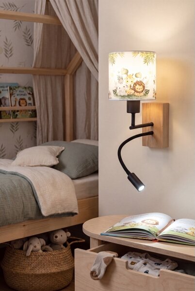 Brilagi-LED Flex лампа BOBO WOOD 1xE27/25W/230V + LED/3W дъб/черен/бял/зелен/джунгла