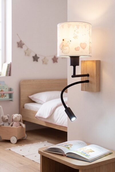 Brilagi - гъвкава LED лампа BOBO WOOD 1xE27/25W/230V + LED/3W дъб/черен/крем/кралски