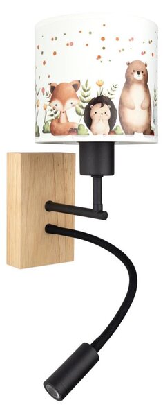 Brilagi - LED Flex. лампа BOBO WOOD 1xE27/25W/230V + LED/3W дъб/черен/бял/с животински принт