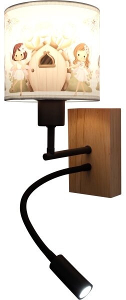 Brilagi- LED Flex. лампа BOBO WOOD 1xE27/25W/230V + LED/3W дъб/черен/бял/розов/феи