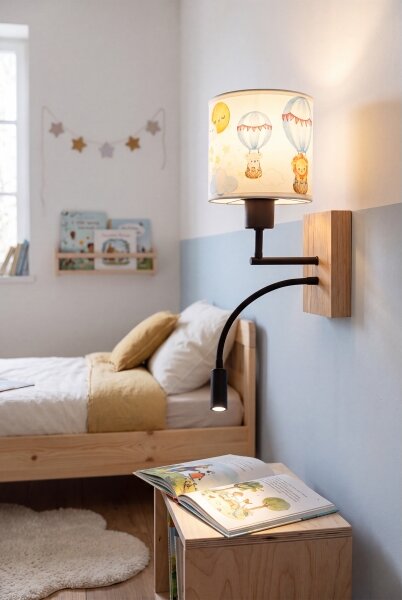 Brilagi - LED гъвкава лампа BOBO WOOD 1xE27/25W/230V + LED/3W дъб/черен/бял/животински мотив