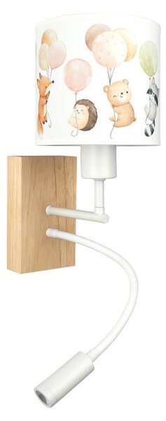 Brilagi - LED Flex. лампа BOBO WOOD 1xE27/25W/230V + LED/3W — корпус дъб, бял, с животински мотиви