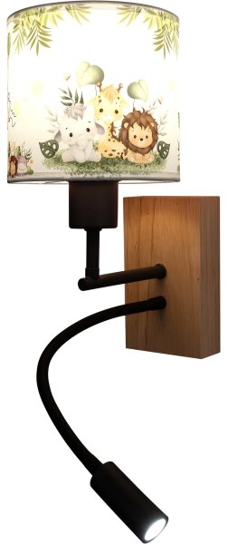 Brilagi-LED Flex лампа BOBO WOOD 1xE27/25W/230V + LED/3W дъб/черен/бял/зелен/джунгла