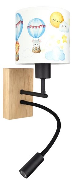 Brilagi - LED гъвкава лампа BOBO WOOD 1xE27/25W/230V + LED/3W дъб/черен/бял/животински мотив