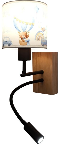 Brilagi-LED Flex. лампа BOBO WOOD 1xE27/25W/230V + LED/3W дъб/черен/бял/син/меден