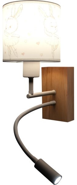 Brilagi - LED Flex. лампа BOBO WOOD 1xE27/25W/230V + LED/3W дъб/бяла/зайчета