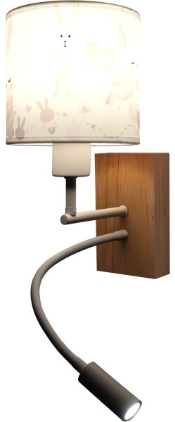 Brilagi - LED гъвкава лампа BOBO WOOD 1xE27/25W/230V + LED/3W дъб/бял/с зайчета
