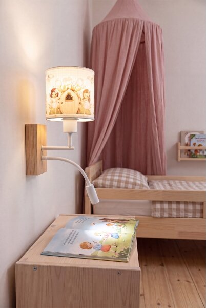 Brilagi - гъвкава LED лампа BOBO WOOD 1xE27/25W/230V + LED/3W дъб/бяла/розова/феи